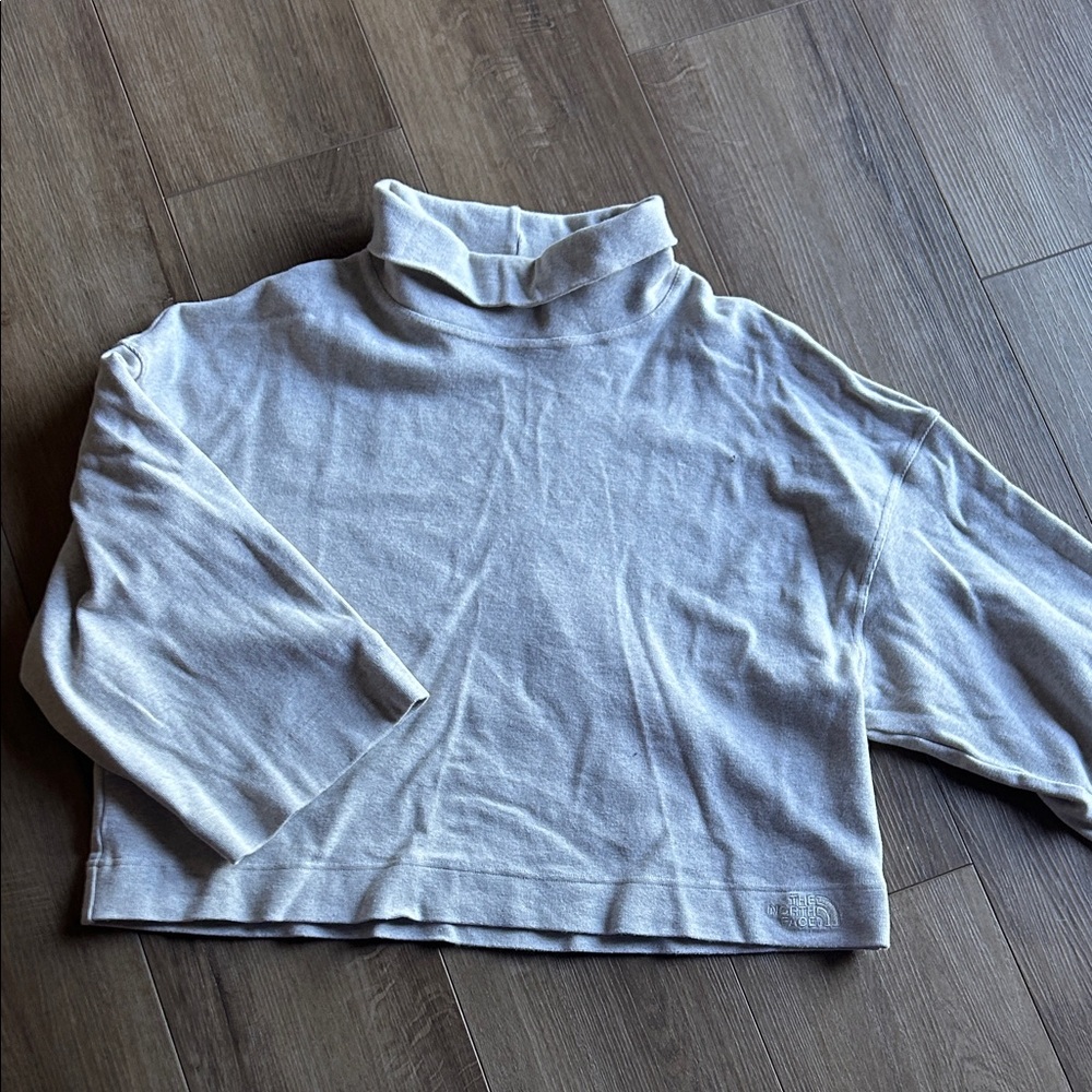 The North Face Light Gray Cropped Turtleneck Sweatshirt